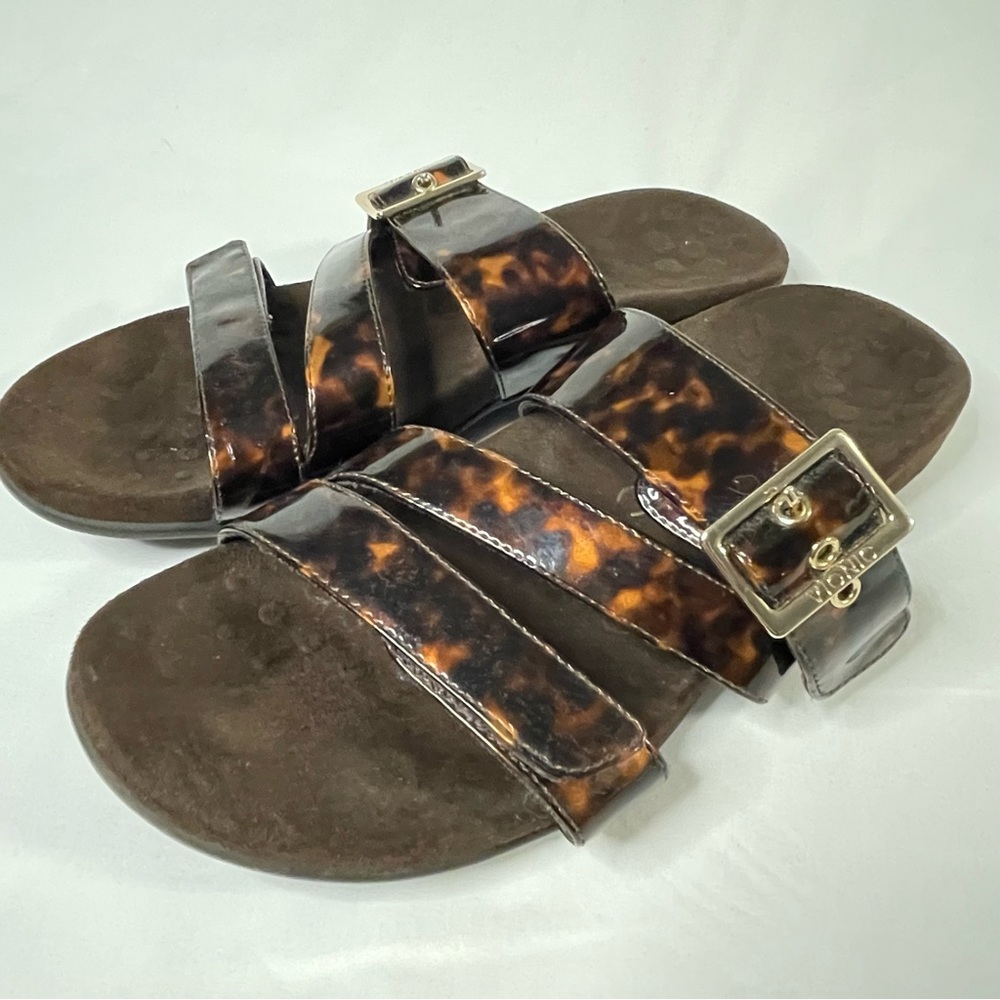 Vionic Skylar Tortoise Shell Strappy Slides Women… - image 1